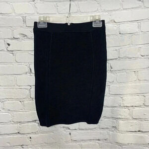 Caché Women’s Black Ribbed Full Zipper Pencil Skirt size Small